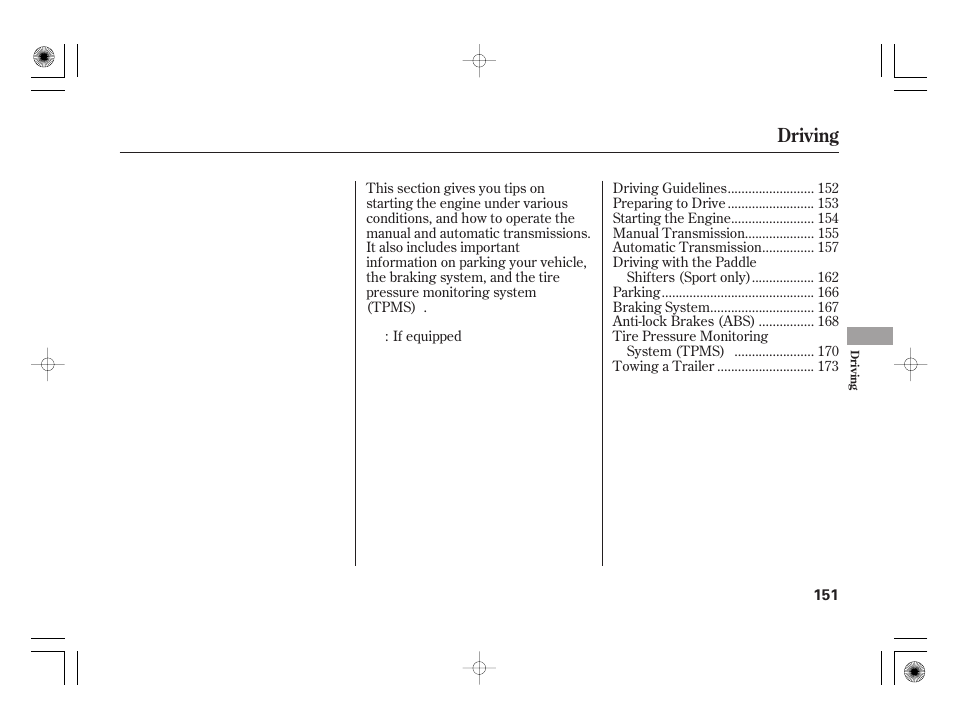 Driving | HONDA 31SAA610 User Manual | Page 157 / 282