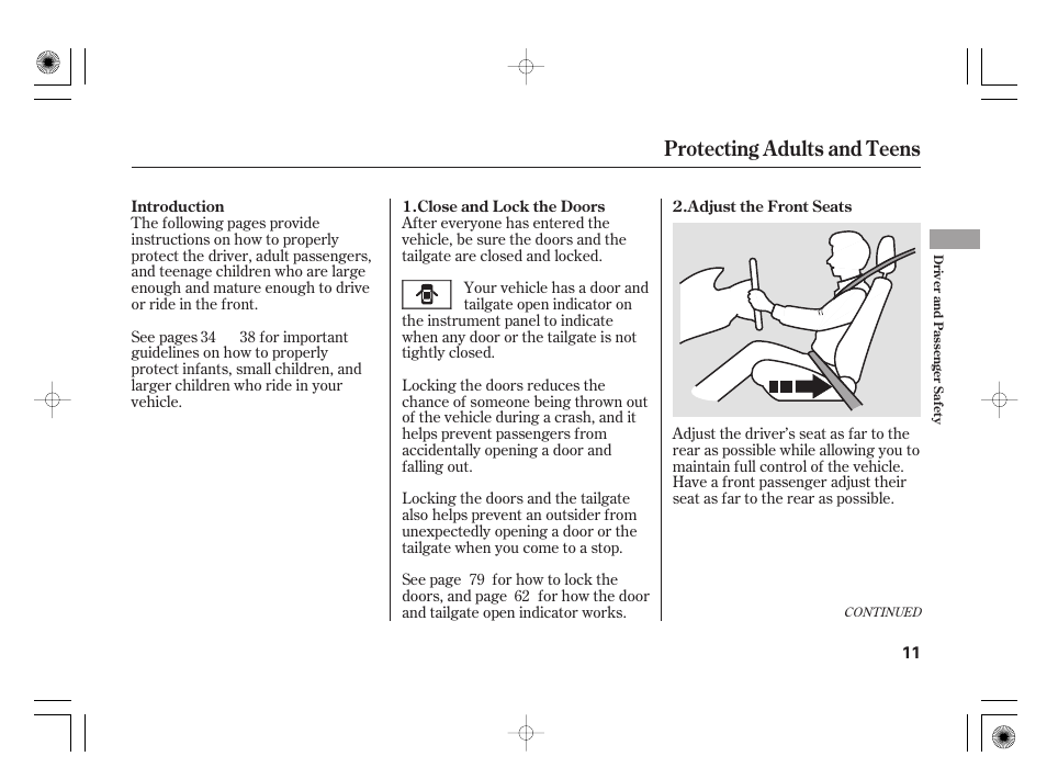 Protecting adults and teens | HONDA 31SAA610 User Manual | Page 17 / 282