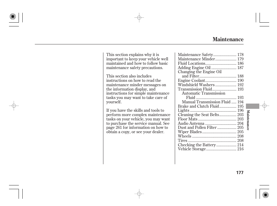 Maintenance | HONDA 31SAA610 User Manual | Page 183 / 282