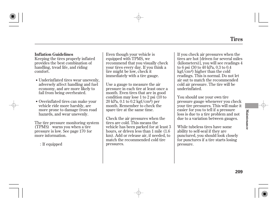 Tires | HONDA 31SAA610 User Manual | Page 215 / 282