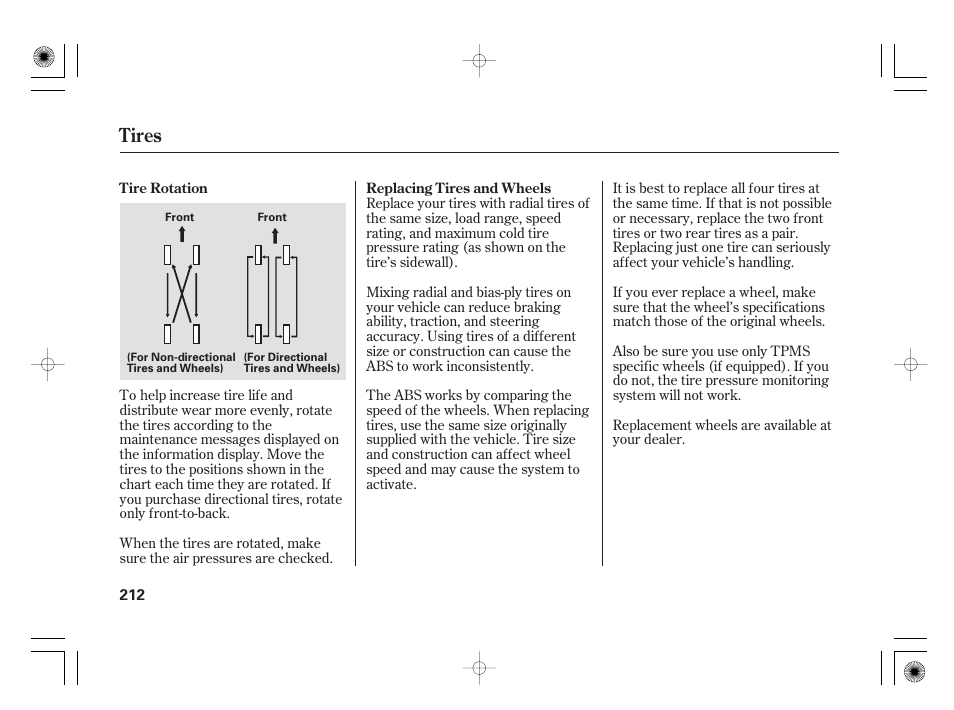 Tires | HONDA 31SAA610 User Manual | Page 218 / 282