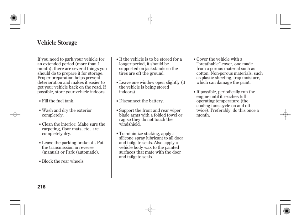 Vehicle storage | HONDA 31SAA610 User Manual | Page 222 / 282