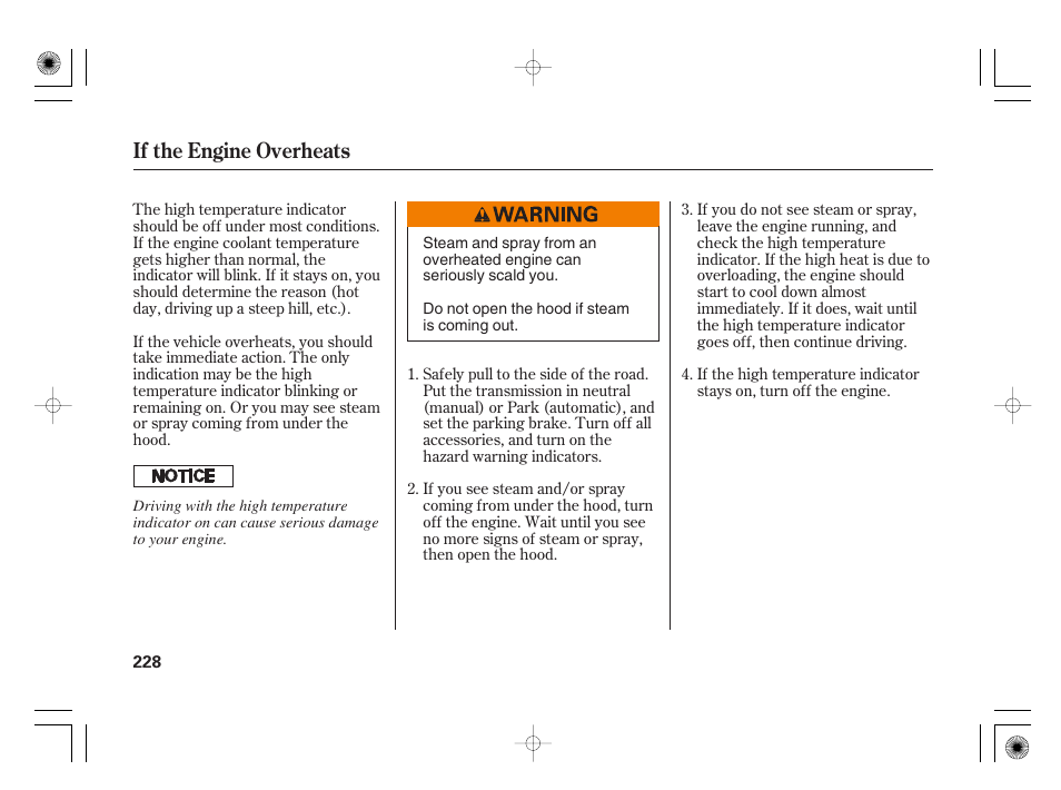 If the engine overheats | HONDA 31SAA610 User Manual | Page 234 / 282