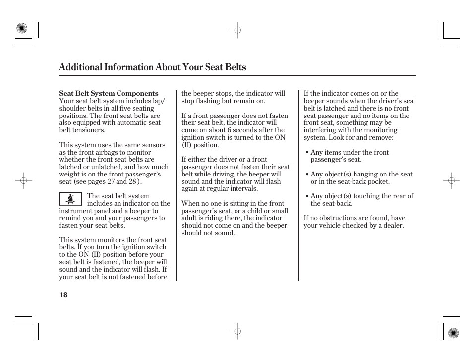 Additional information about your seat belts | HONDA 31SAA610 User Manual | Page 24 / 282