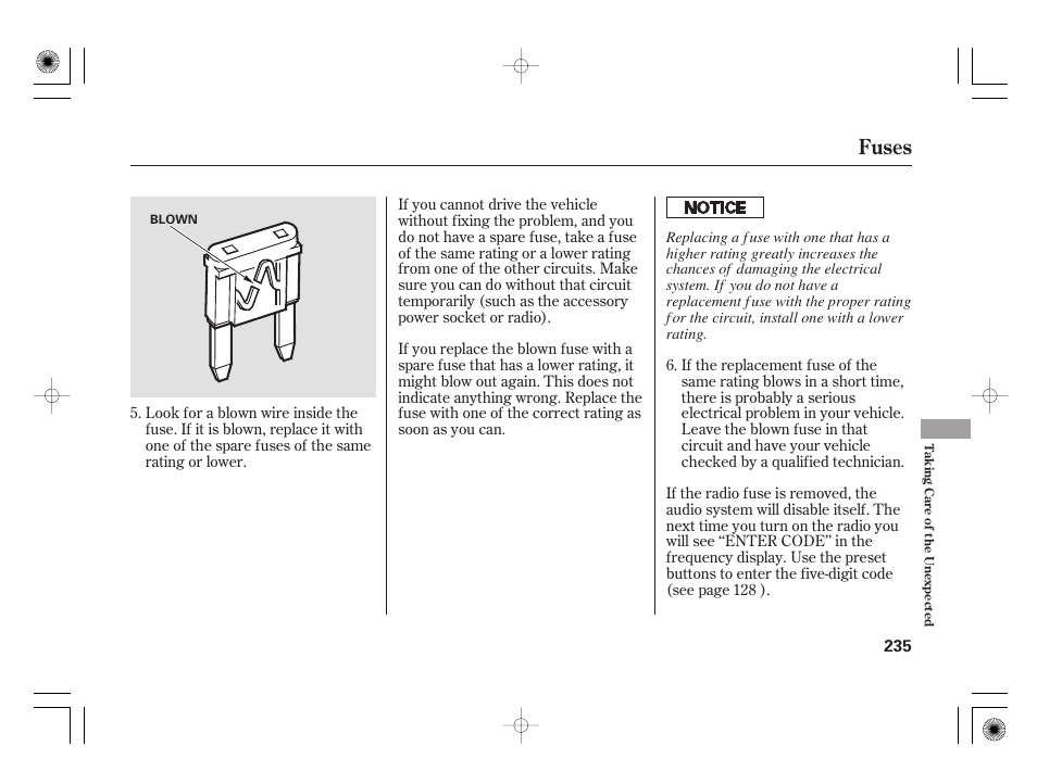 Fuses | HONDA 31SAA610 User Manual | Page 241 / 282