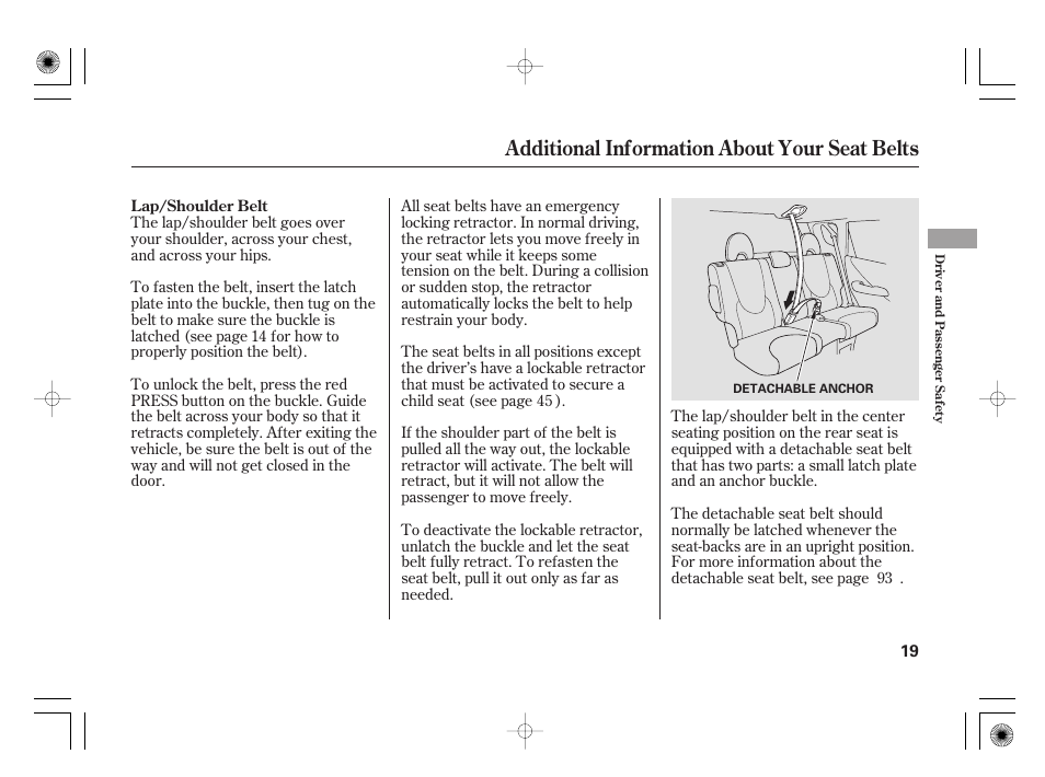 Additional information about your seat belts | HONDA 31SAA610 User Manual | Page 25 / 282