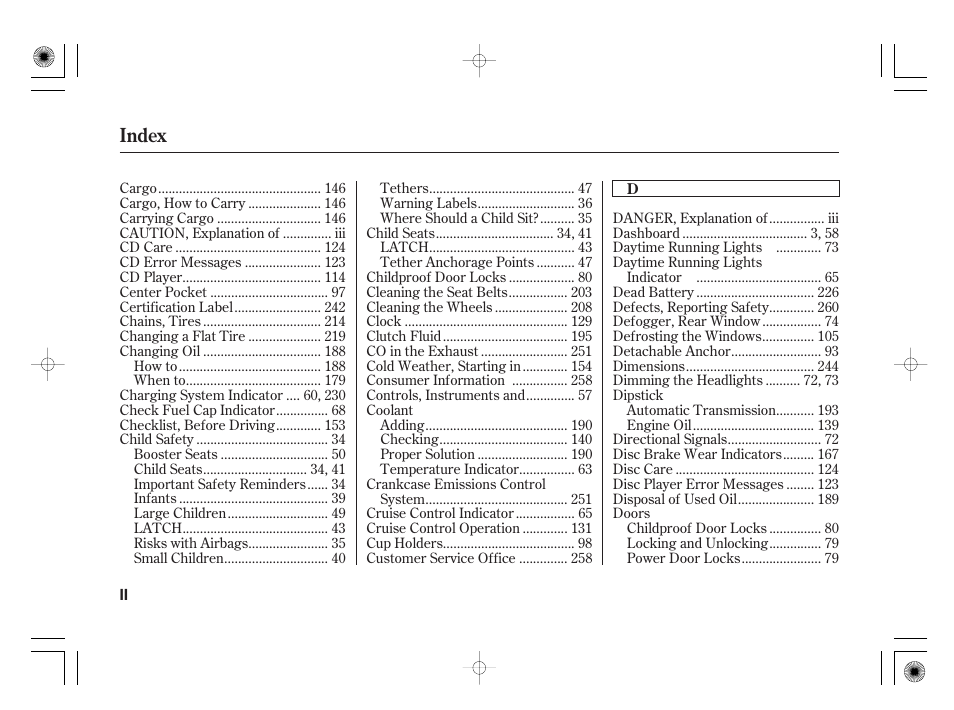 Index | HONDA 31SAA610 User Manual | Page 270 / 282