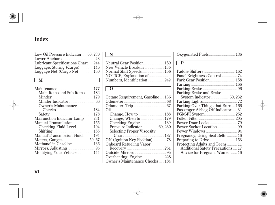 Index | HONDA 31SAA610 User Manual | Page 274 / 282