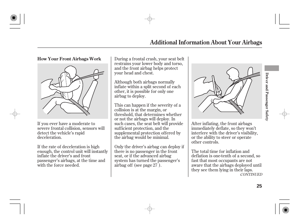 Additional information about your airbags | HONDA 31SAA610 User Manual | Page 31 / 282