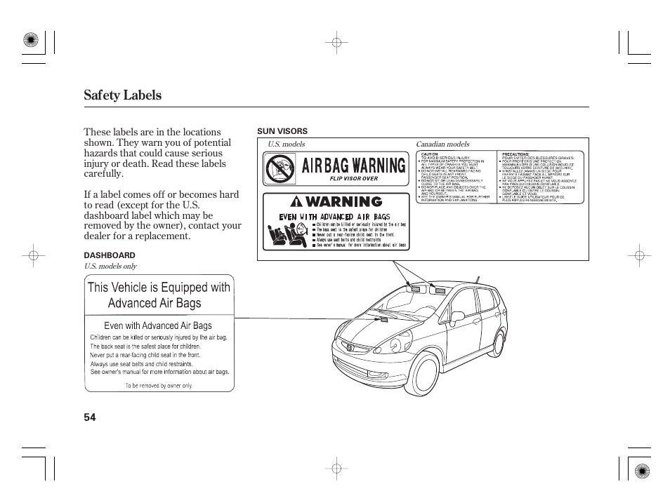 Safety labels | HONDA 31SAA610 User Manual | Page 60 / 282
