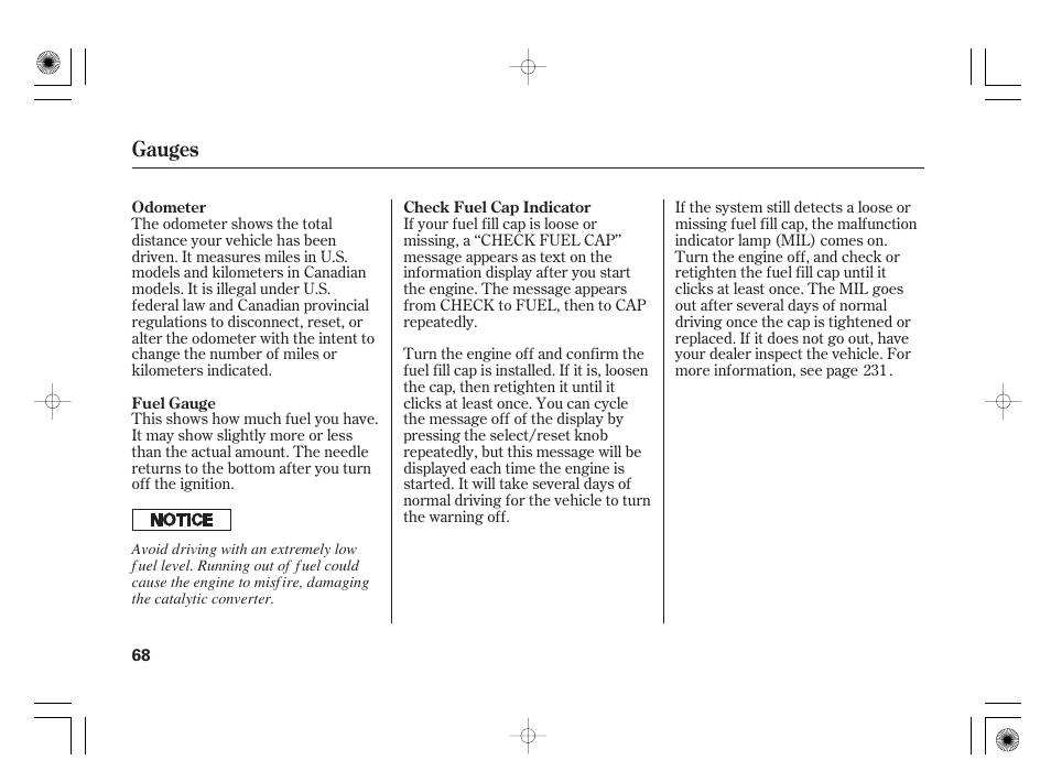 Gauges | HONDA 31SAA610 User Manual | Page 74 / 282