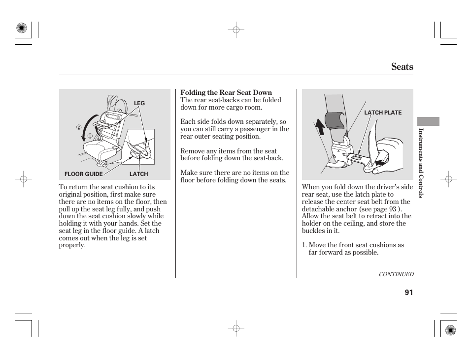 Seats | HONDA 31SAA610 User Manual | Page 97 / 282