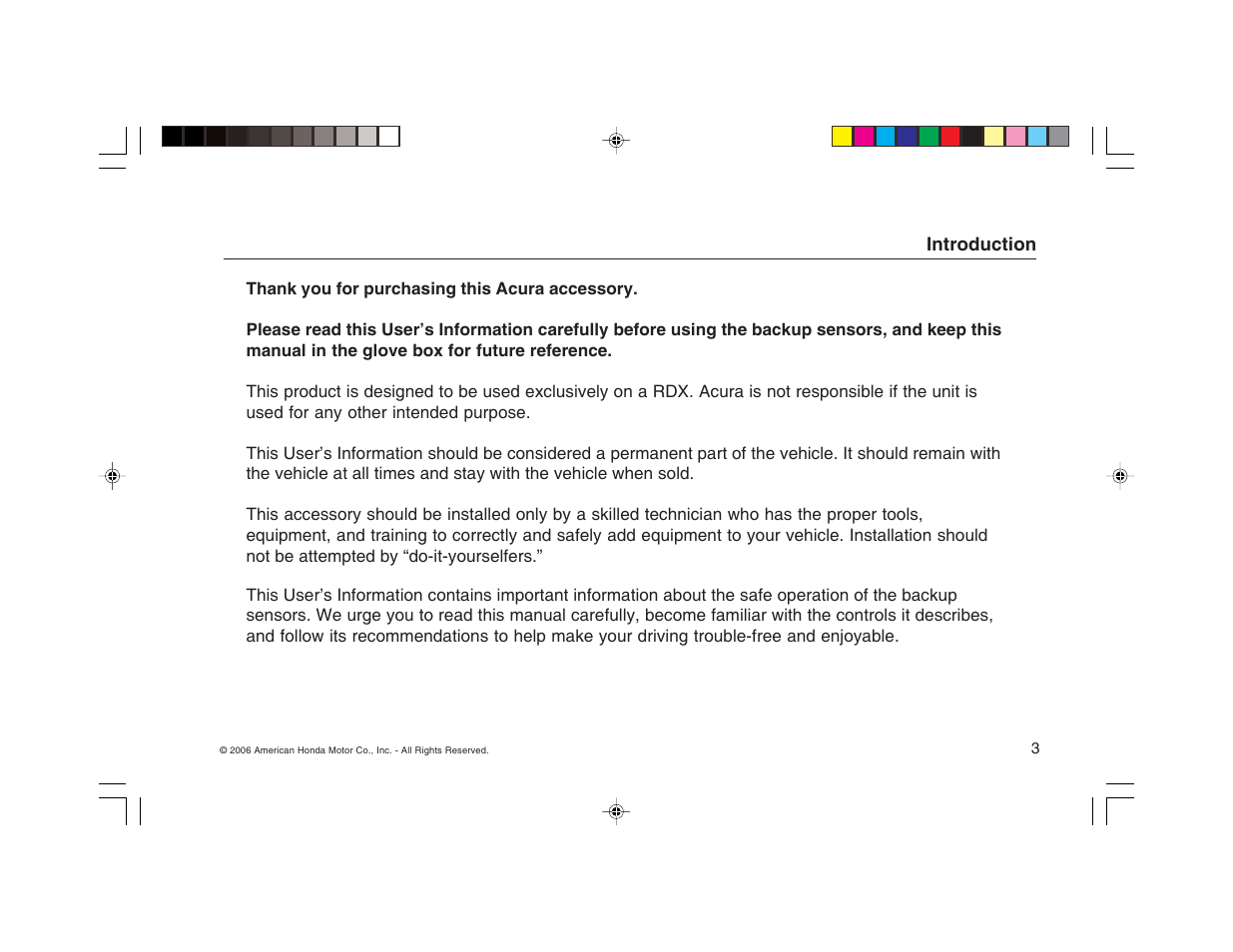 HONDA RDX User Manual | Page 3 / 16