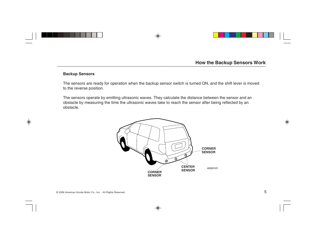 How the backup sensors work | HONDA RDX User Manual | Page 5 / 16