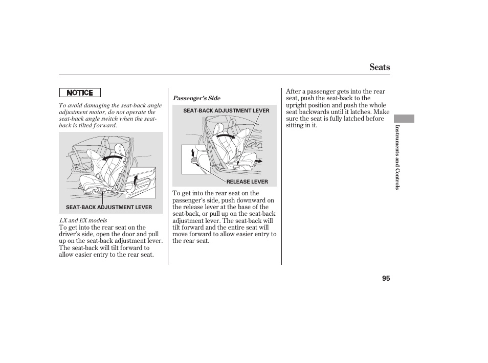 Seats | HONDA 00X31-TE0-6000 User Manual | Page 101 / 414