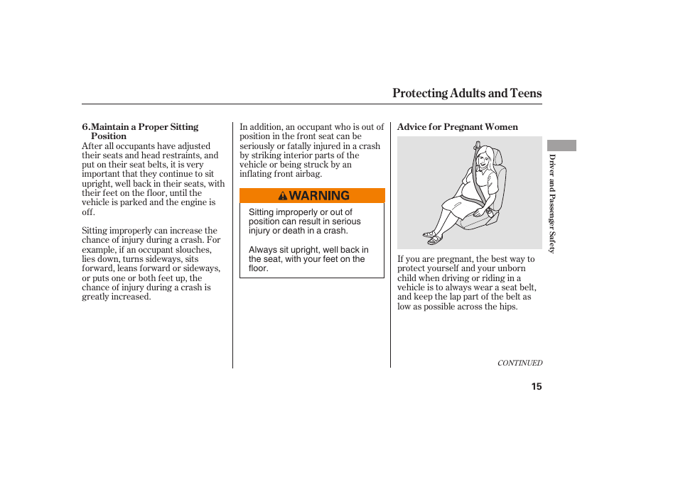 Protecting adults and teens | HONDA 00X31-TE0-6000 User Manual | Page 21 / 414