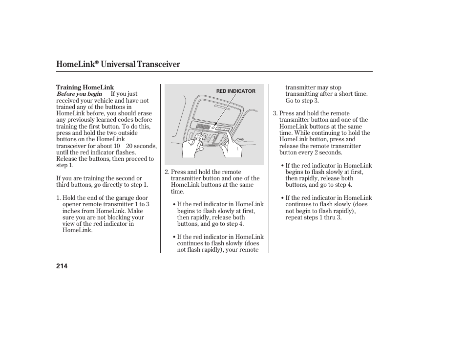 Homelink universal transceiver | HONDA 00X31-TE0-6000 User Manual | Page 220 / 414