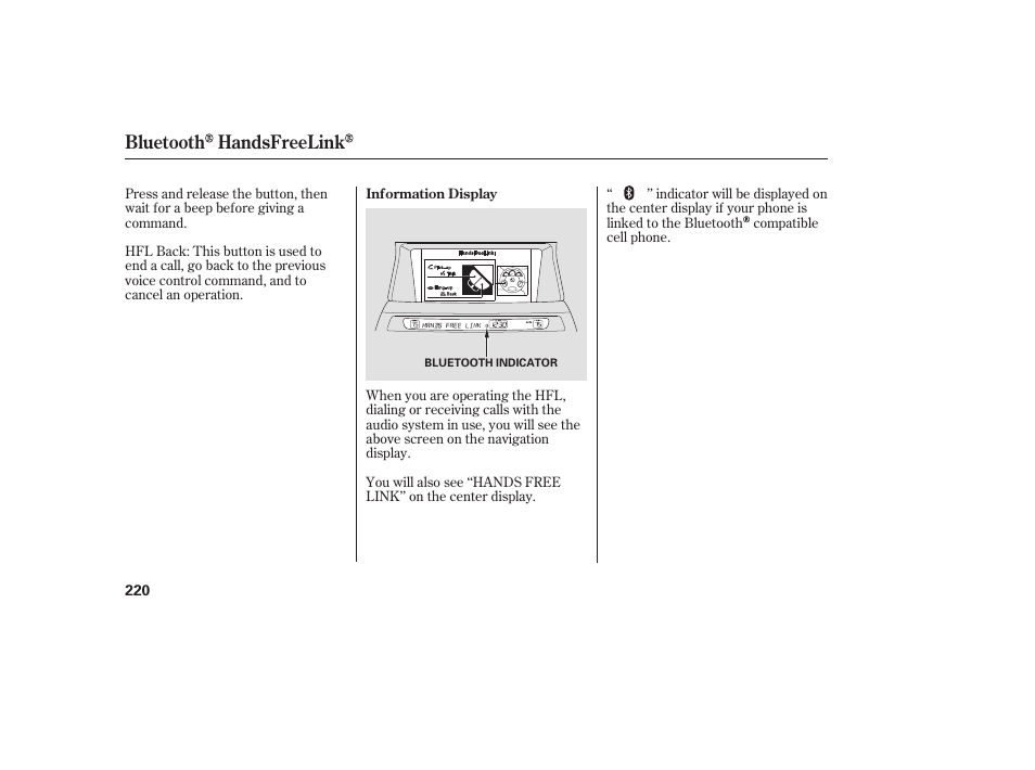 Bluetooth handsfreelink | HONDA 00X31-TE0-6000 User Manual | Page 226 / 414