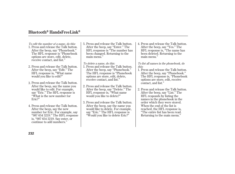 Bluetooth handsfreelink | HONDA 00X31-TE0-6000 User Manual | Page 238 / 414