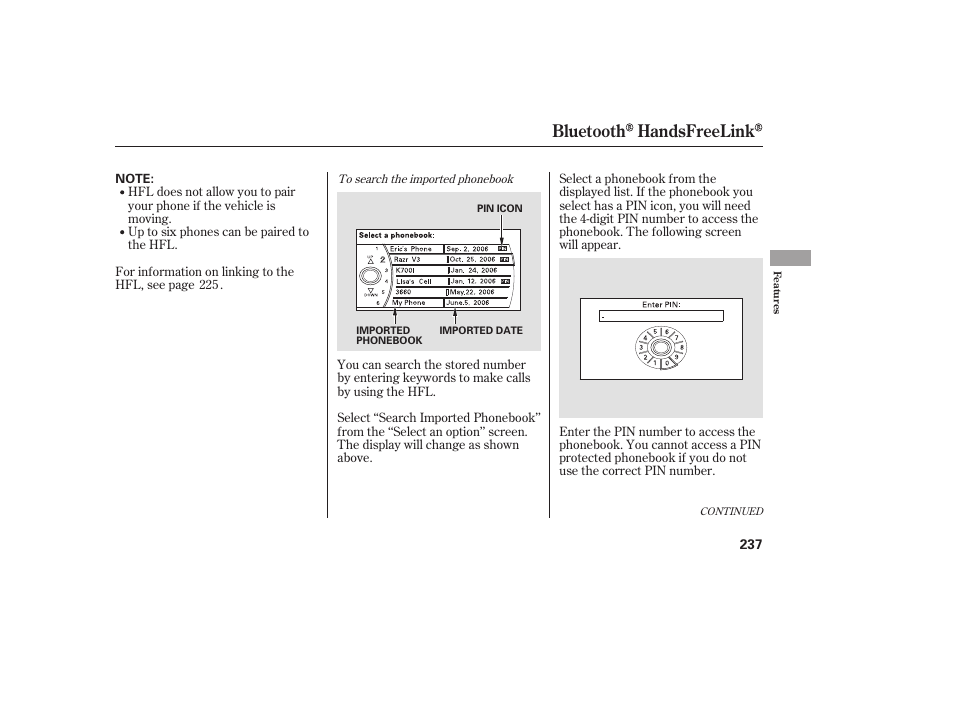 Bluetooth handsfreelink | HONDA 00X31-TE0-6000 User Manual | Page 243 / 414