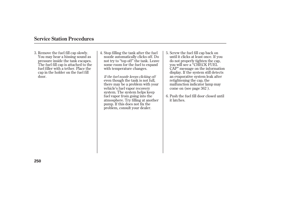 Service station procedures | HONDA 00X31-TE0-6000 User Manual | Page 256 / 414