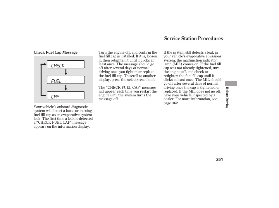 Service station procedures | HONDA 00X31-TE0-6000 User Manual | Page 257 / 414