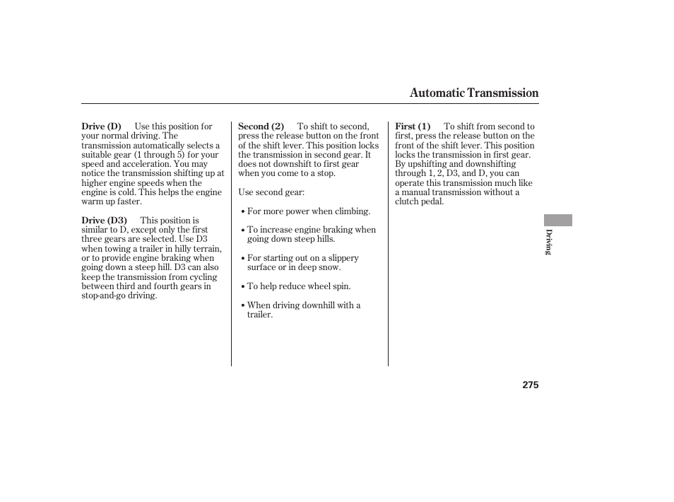 Automatic transmission | HONDA 00X31-TE0-6000 User Manual | Page 281 / 414