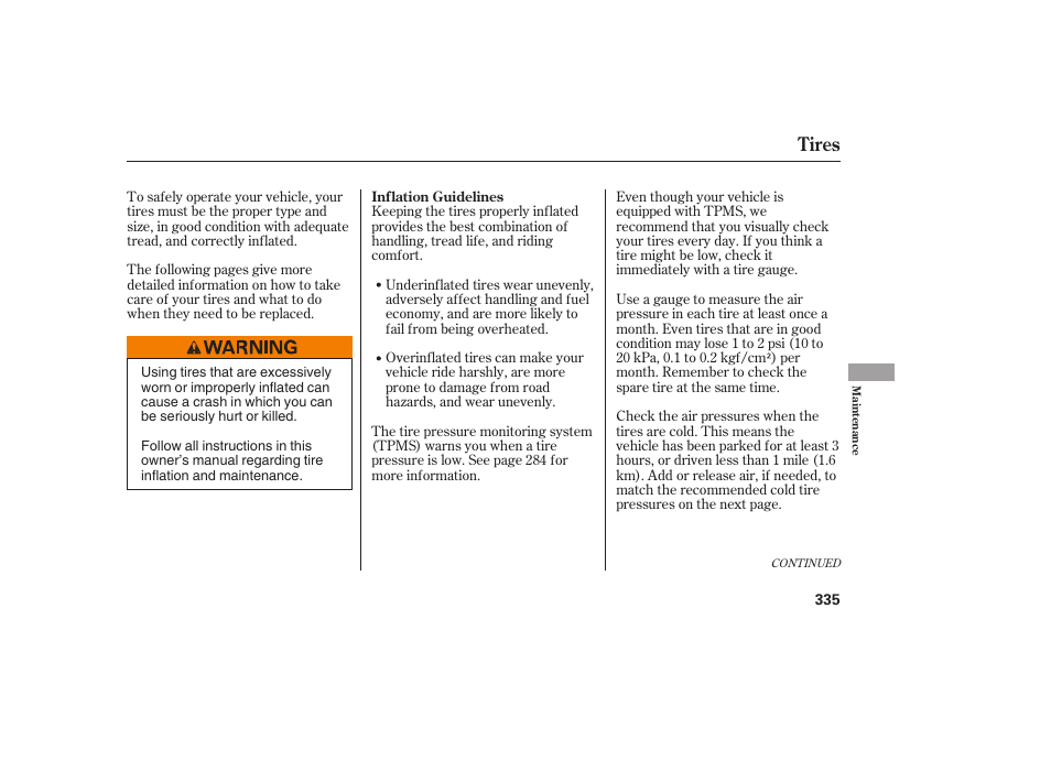 Tires | HONDA 00X31-TE0-6000 User Manual | Page 341 / 414