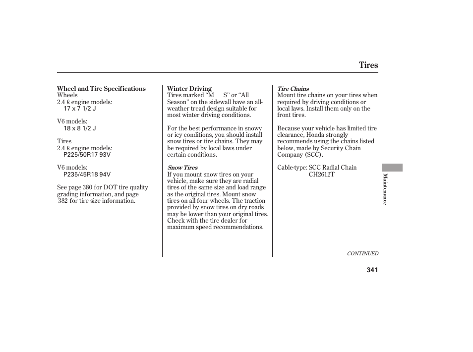 Tires | HONDA 00X31-TE0-6000 User Manual | Page 347 / 414