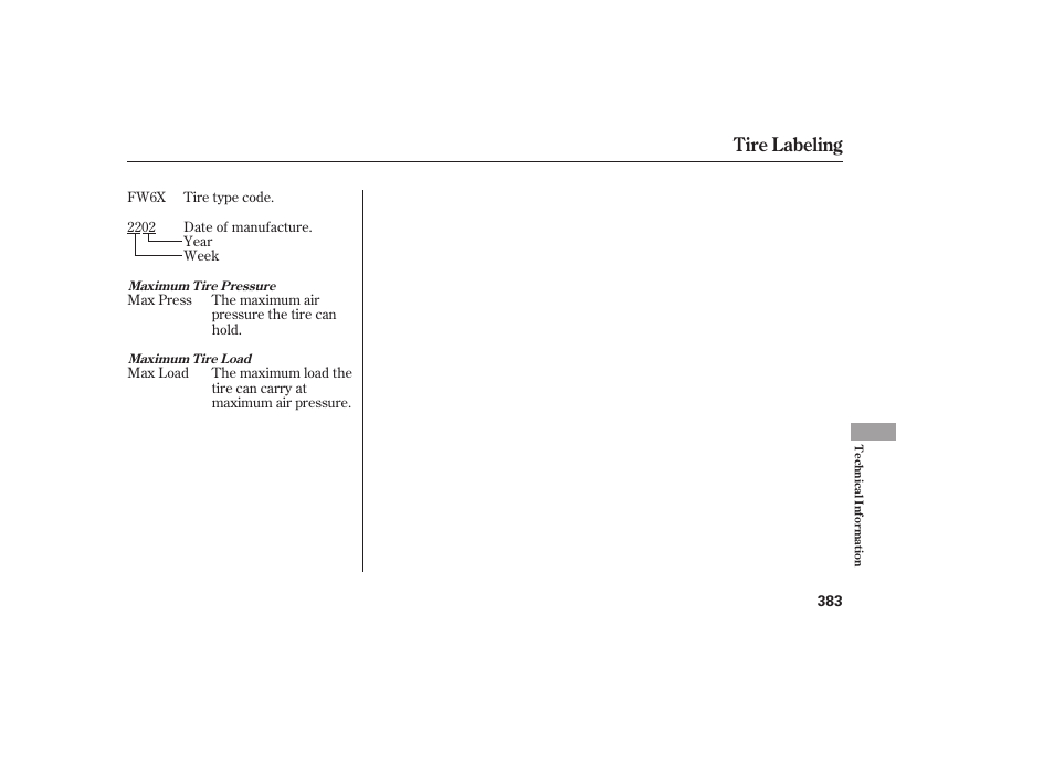 Tire labeling | HONDA 00X31-TE0-6000 User Manual | Page 389 / 414