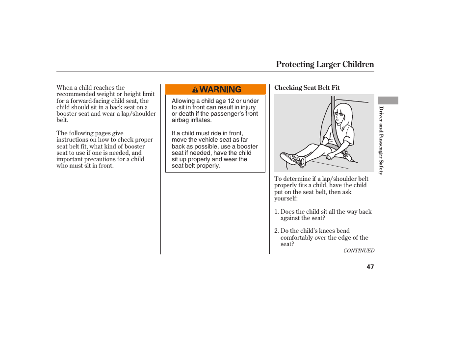 Protecting larger children | HONDA 00X31-TE0-6000 User Manual | Page 53 / 414