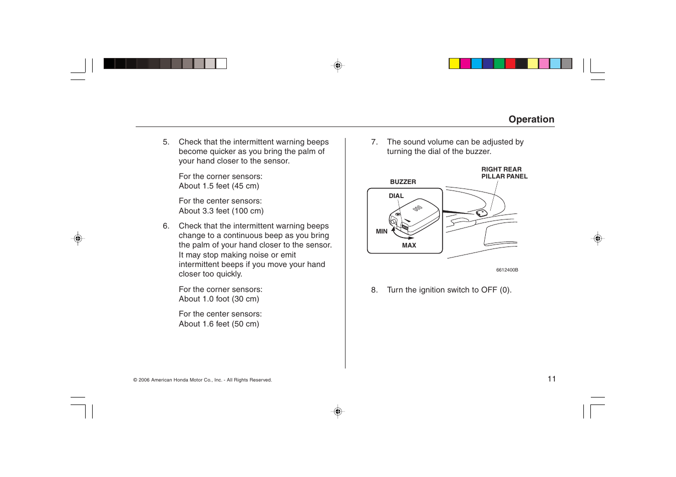 HONDA CR-V Backup Sensors User Manual | Page 11 / 16