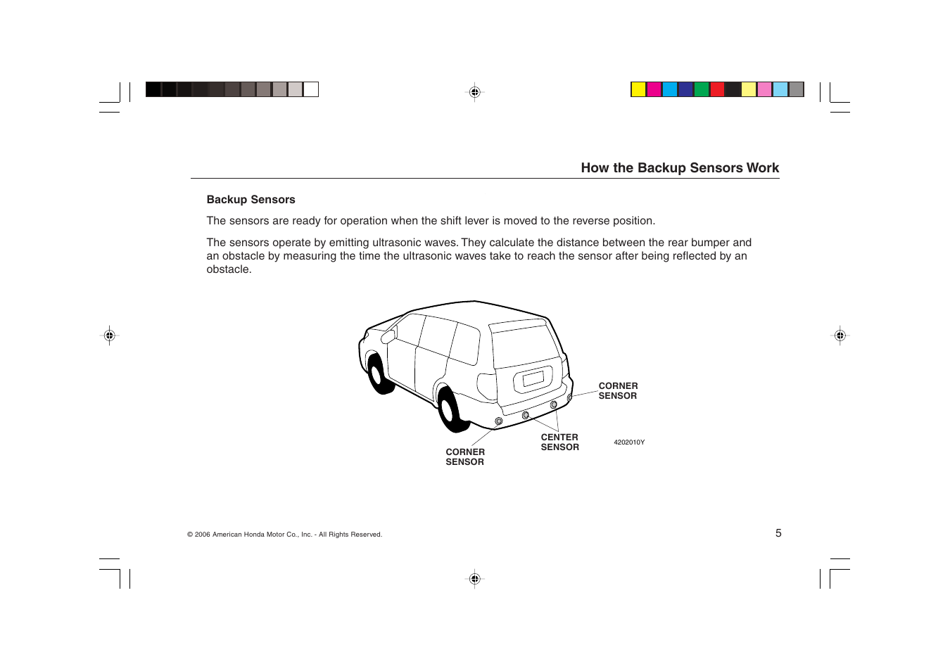 HONDA CR-V Backup Sensors User Manual | Page 5 / 16