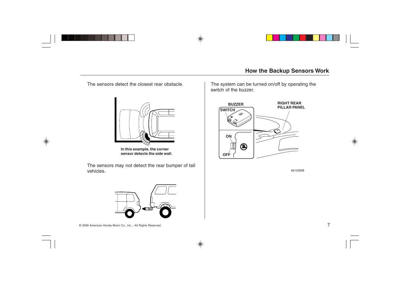How the backup sensors work | HONDA CR-V Backup Sensors User Manual | Page 7 / 16