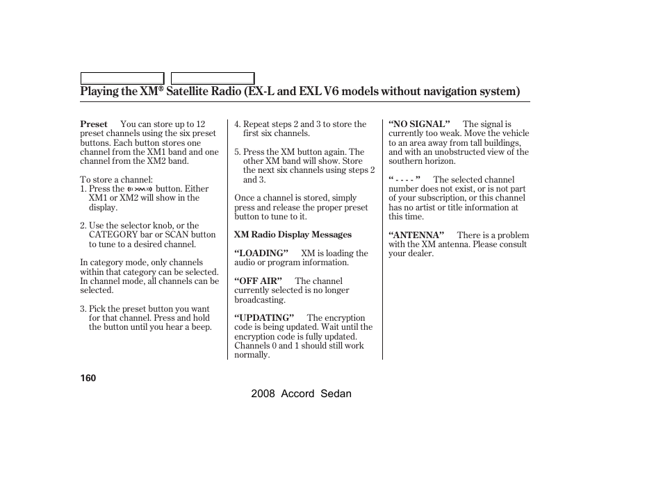 HONDA 2008 Accord Sedan User Manual | Page 163 / 420