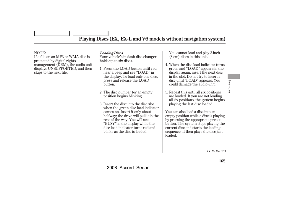 HONDA 2008 Accord Sedan User Manual | Page 168 / 420