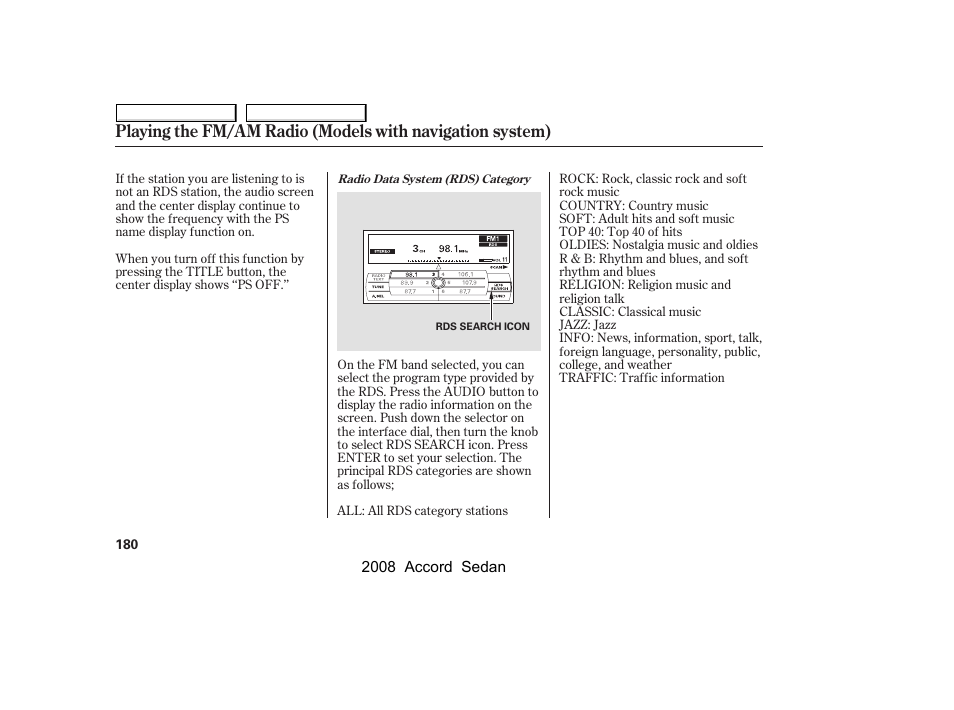 HONDA 2008 Accord Sedan User Manual | Page 183 / 420