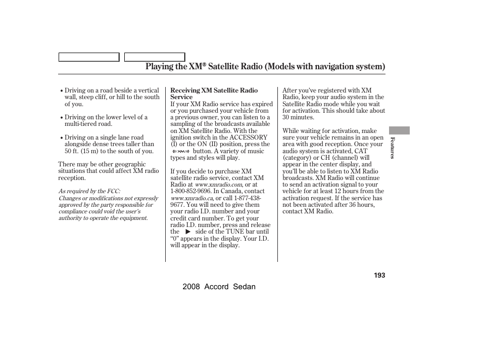 HONDA 2008 Accord Sedan User Manual | Page 196 / 420