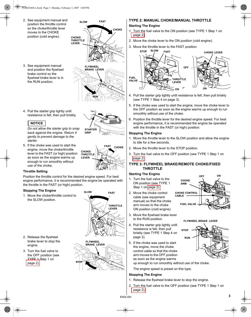 Type 2 (manual choke/manual throttle) | HONDA GCV190 User Manual | Page 3 / 48