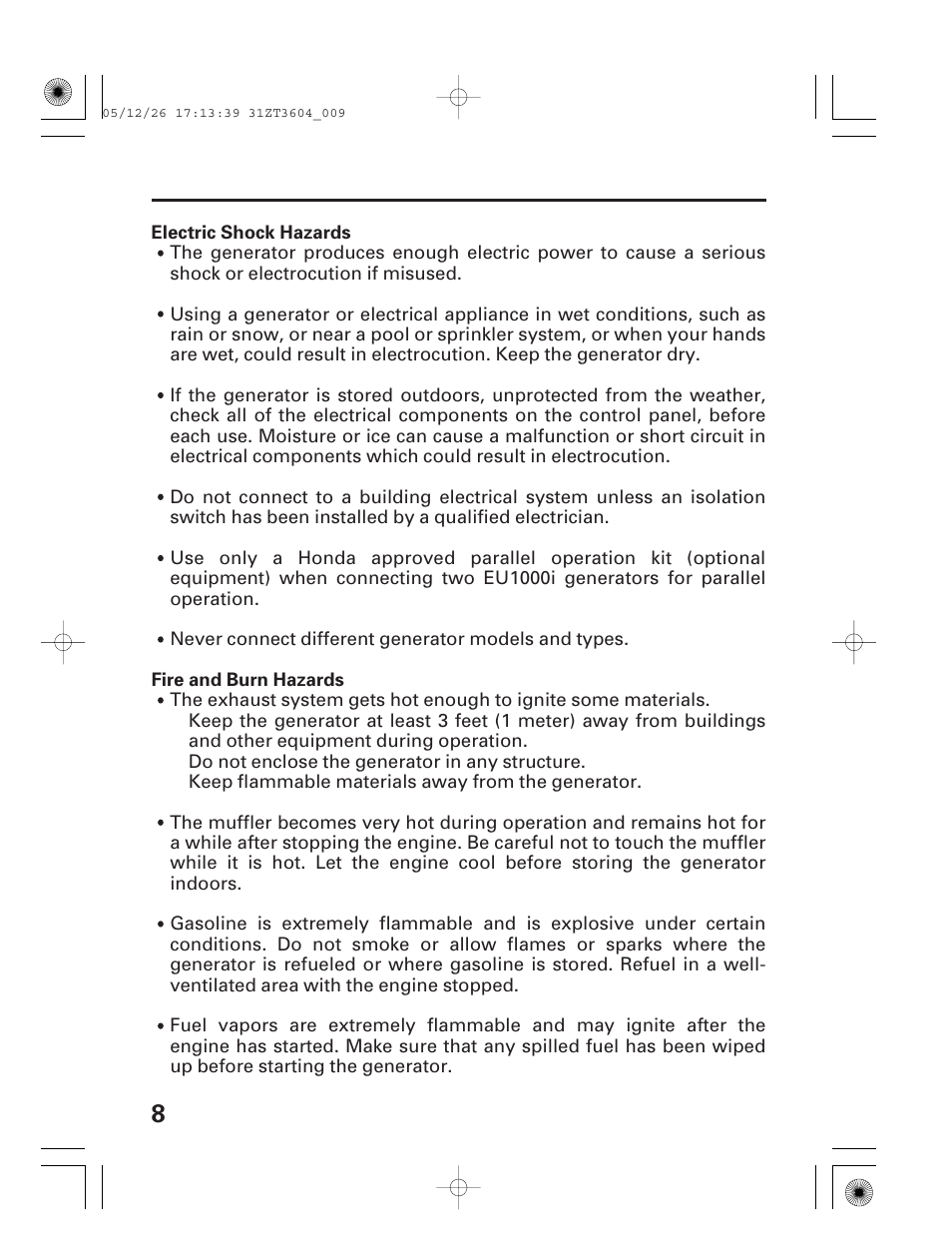 HONDA EU1000i User Manual | Page 10 / 71
