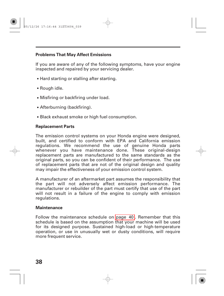 HONDA EU1000i User Manual | Page 40 / 71