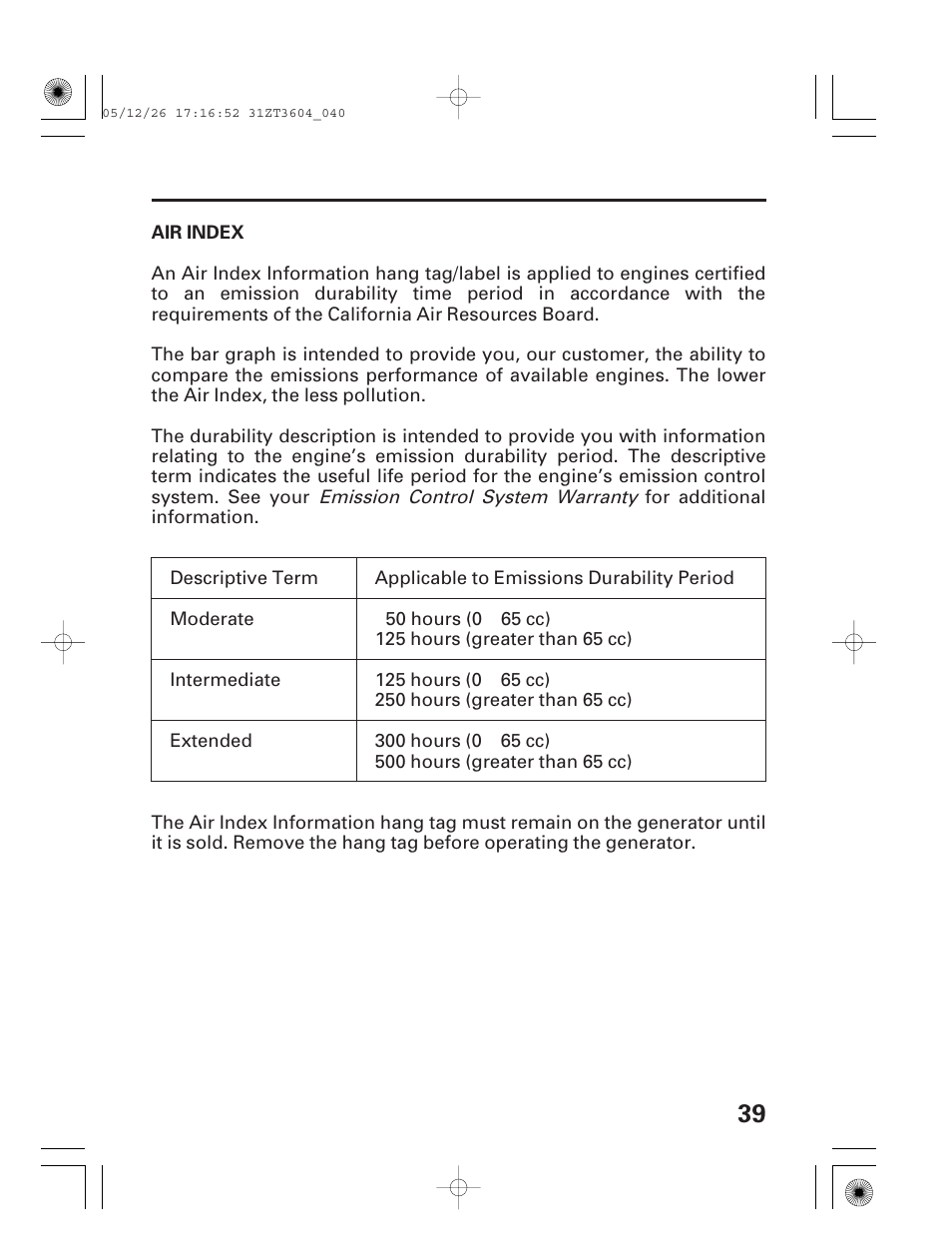 Air index | HONDA EU1000i User Manual | Page 41 / 71
