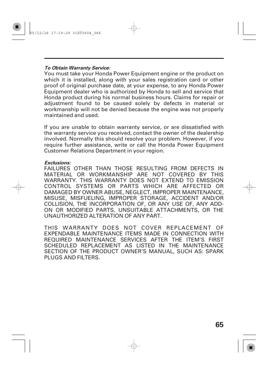 HONDA EU1000i User Manual | Page 67 / 71