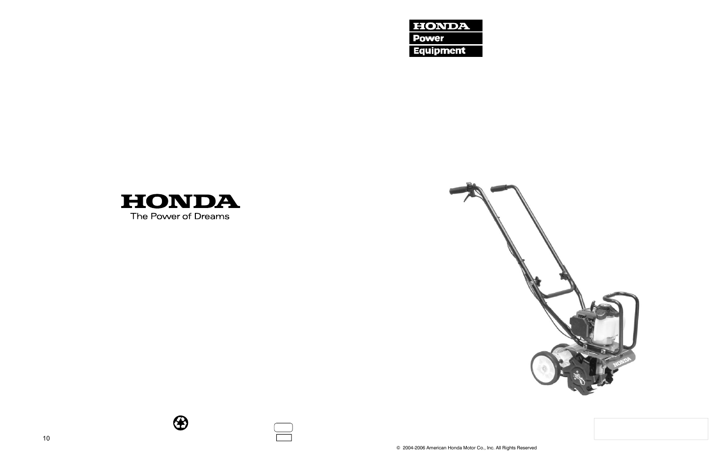 Owner's manual, Mini-tiller fg110 | HONDA FG110 User Manual | Page 48 / 48