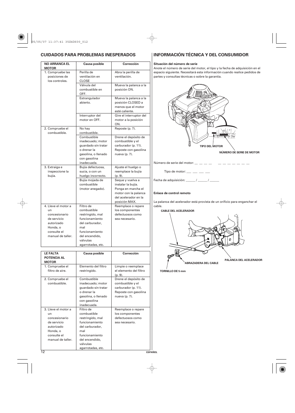 HONDA GXV50 User Manual | Page 44 / 48