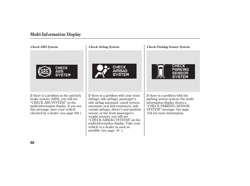 Multi-information display | HONDA 2008 Odyssey User Manual | Page 104 / 526