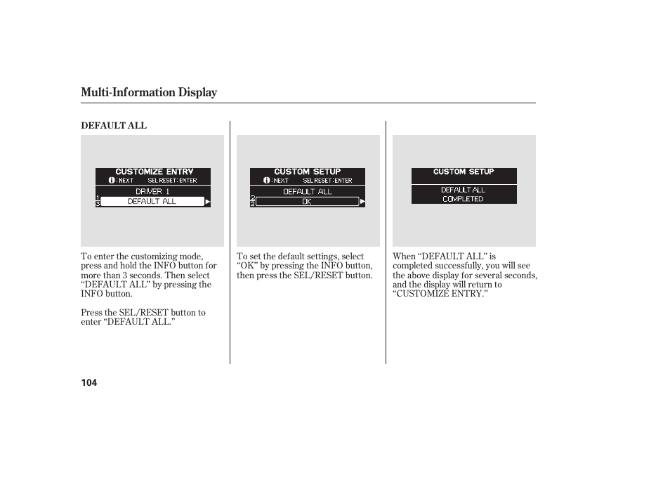 Multi-information display | HONDA 2008 Odyssey User Manual | Page 110 / 526