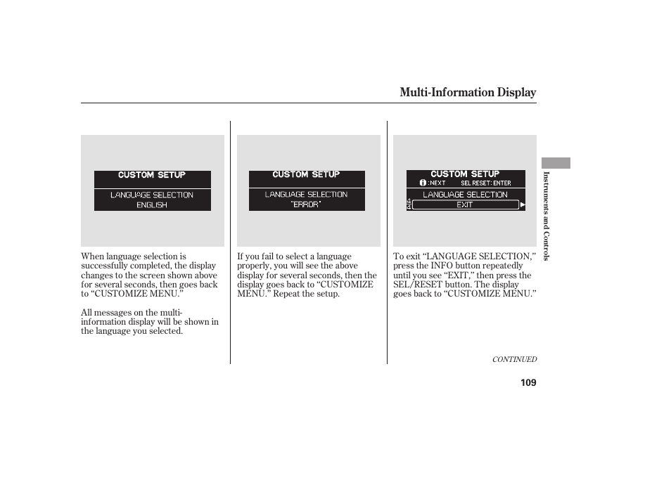 Multi-information display | HONDA 2008 Odyssey User Manual | Page 115 / 526