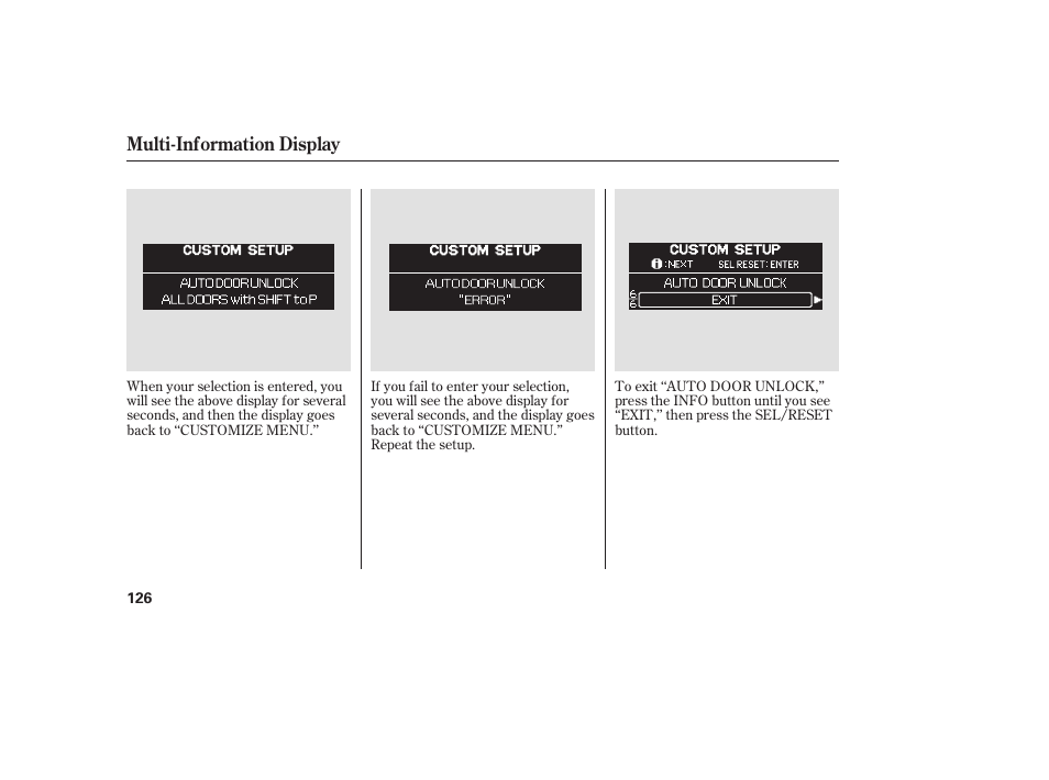 Multi-information display | HONDA 2008 Odyssey User Manual | Page 132 / 526