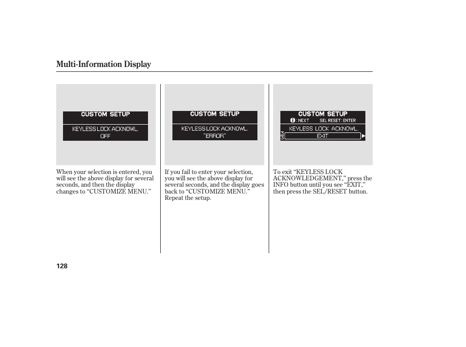 Multi-information display | HONDA 2008 Odyssey User Manual | Page 134 / 526